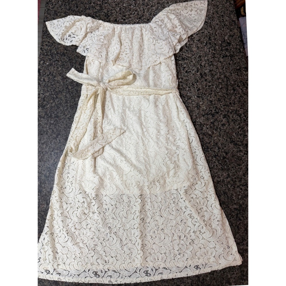Lane Bryant Ivory Lace Off The Shoulder Ruffle Midi Dress Plus Size 14/16
